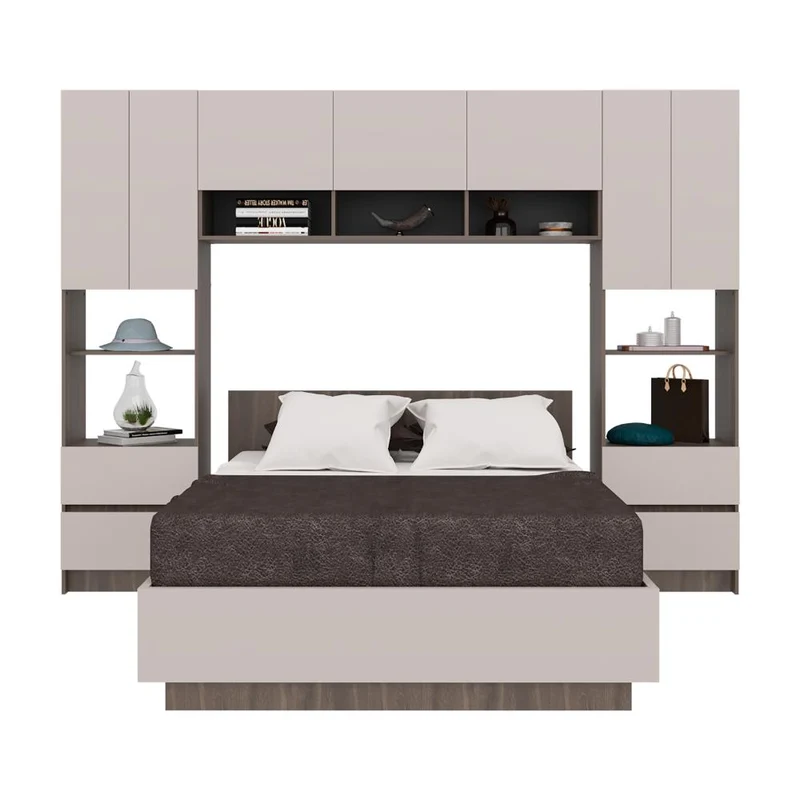 Cama con Clóset Deni, Milán y Capri, Incluye Tendido de Tablas y Clóset con Amplios Espacios de Almacenamiento