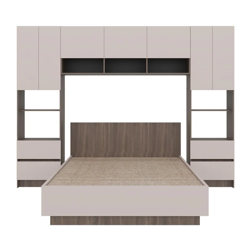 Cama con Clóset Deni, Milán y Capri, Incluye Tendido de Tablas y Clóset con Amplios Espacios de Almacenamiento