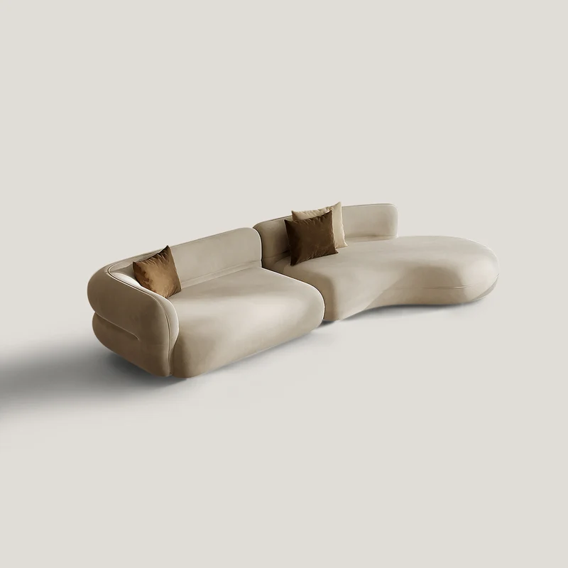 Deep Seat Minimalist Curved Sofa Sectional Couch