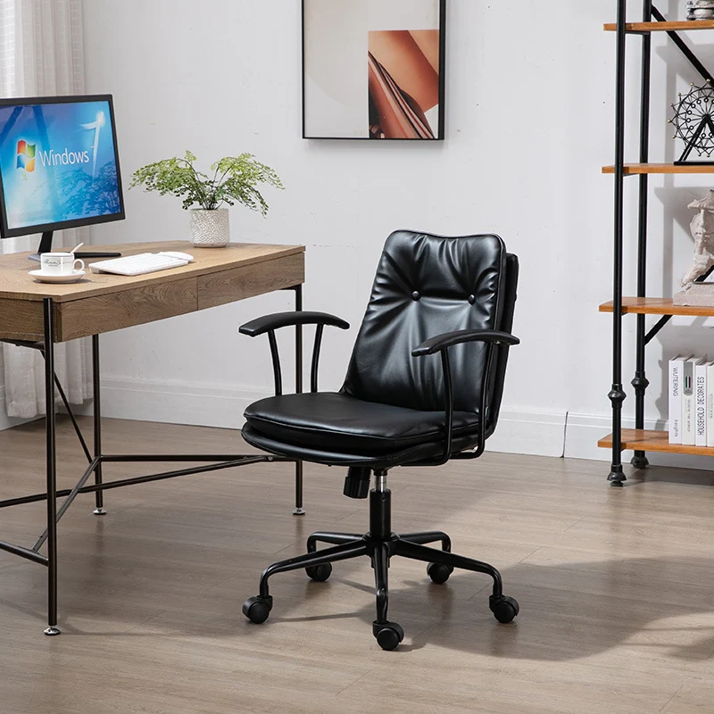 Contemporary Scandinavian Square Cat's Paw Leather Metal Desk Chair Armrests Backrest For Home Office