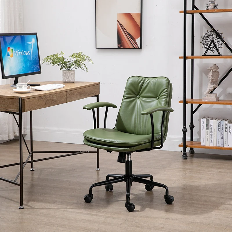 Contemporary Scandinavian Square Cat's Paw Leather Metal Desk Chair Armrests Backrest For Home Office