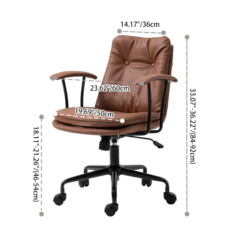 Contemporary Scandinavian Square Cat's Paw Leather Metal Desk Chair Armrests Backrest For Home Office