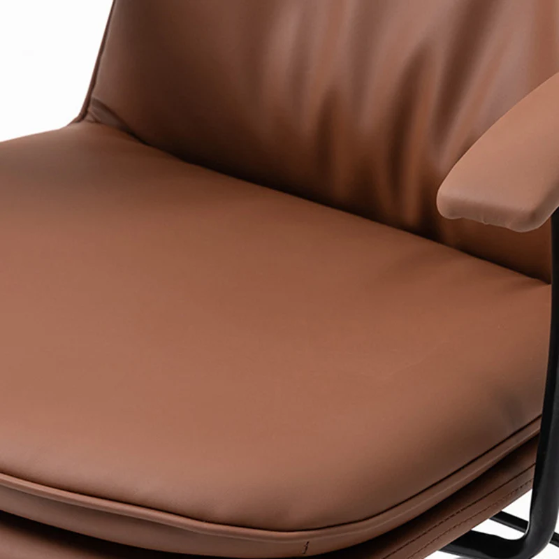 Contemporary Scandinavian Square Cat's Paw Leather Metal Desk Chair Armrests Backrest For Home Office