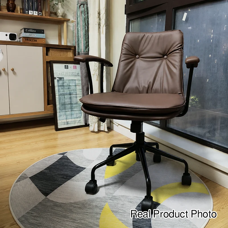 Contemporary Scandinavian Square Cat's Paw Leather Metal Desk Chair Armrests Backrest For Home Office
