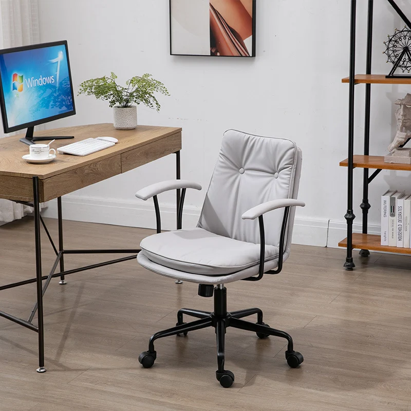 Contemporary Scandinavian Square Cat's Paw Leather Metal Desk Chair Armrests Backrest For Home Office