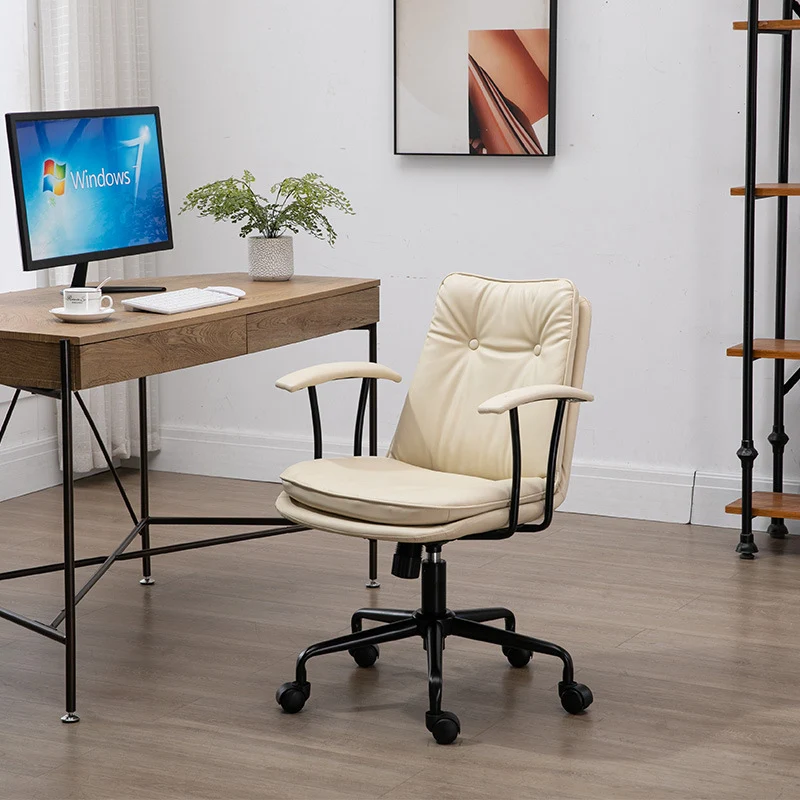 Contemporary Scandinavian Square Cat's Paw Leather Metal Desk Chair Armrests Backrest For Home Office