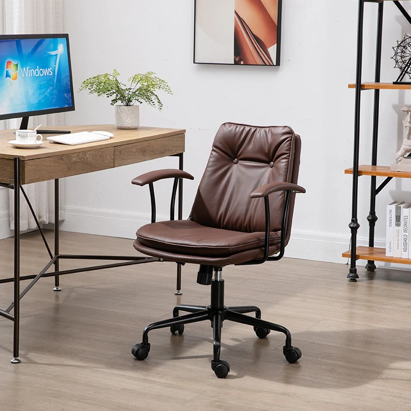 Contemporary Scandinavian Square Cat's Paw Leather Metal Desk Chair Armrests Backrest For Home Office