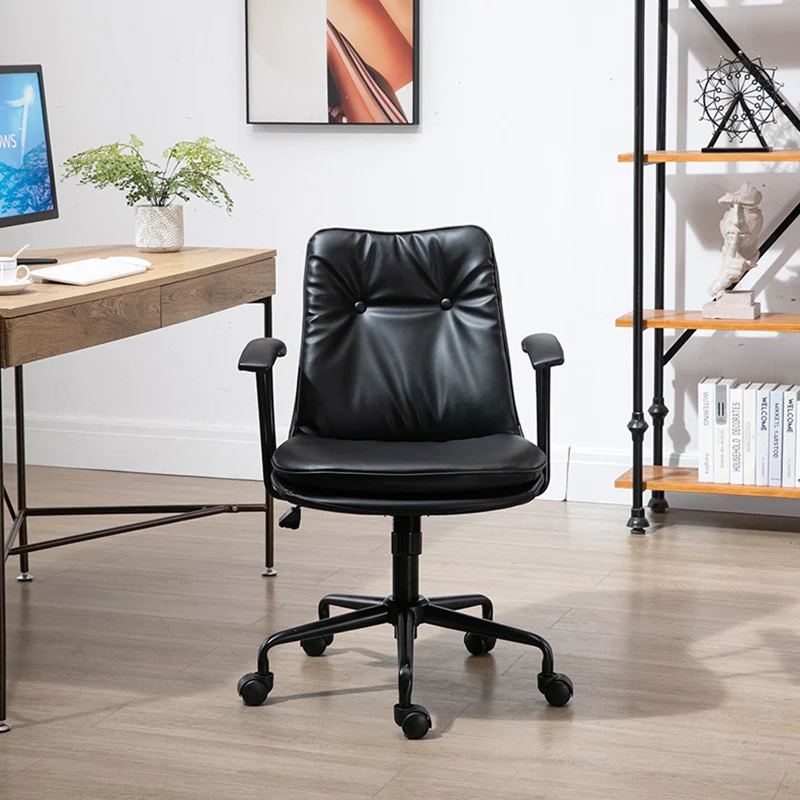 Contemporary Scandinavian Square Cat's Paw Leather Metal Desk Chair Armrests Backrest For Home Office
