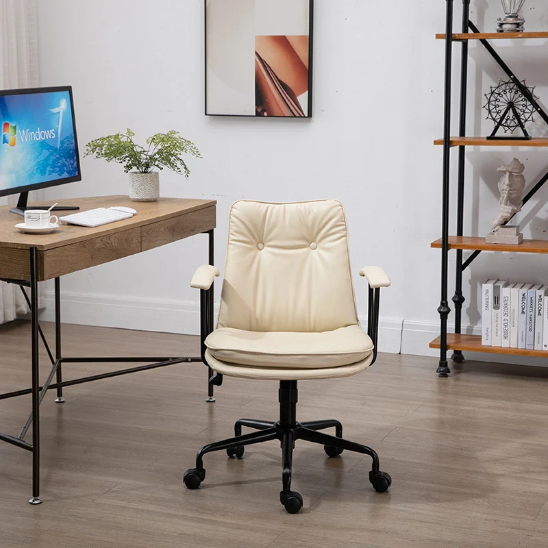 Contemporary Scandinavian Square Cat's Paw Leather Metal Desk Chair Armrests Backrest For Home Office