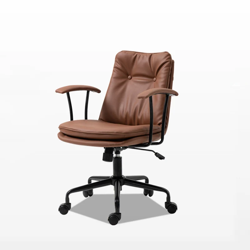 Contemporary Scandinavian Square Cat's Paw Leather Metal Desk Chair Armrests Backrest For Home Office
