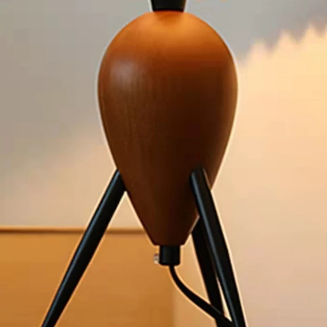 Contemporary Retro Umbrella Fabric Lampshade Wood Base 1 - Light Table Lamp For Living Room