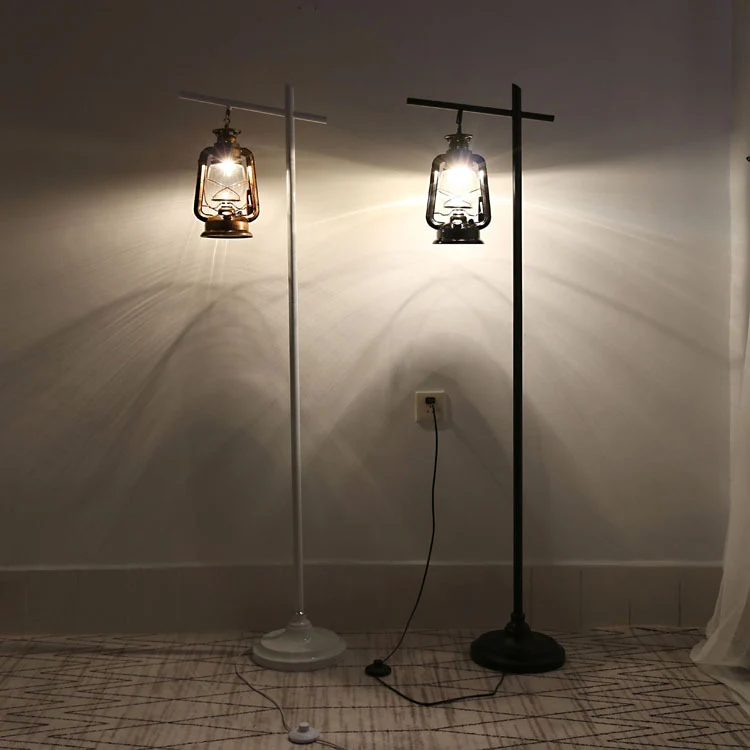 Contemporary Simplicity Kettle Shape Iron Glass Lampshade 1 - Light Standing Floor Lamp For Living Room