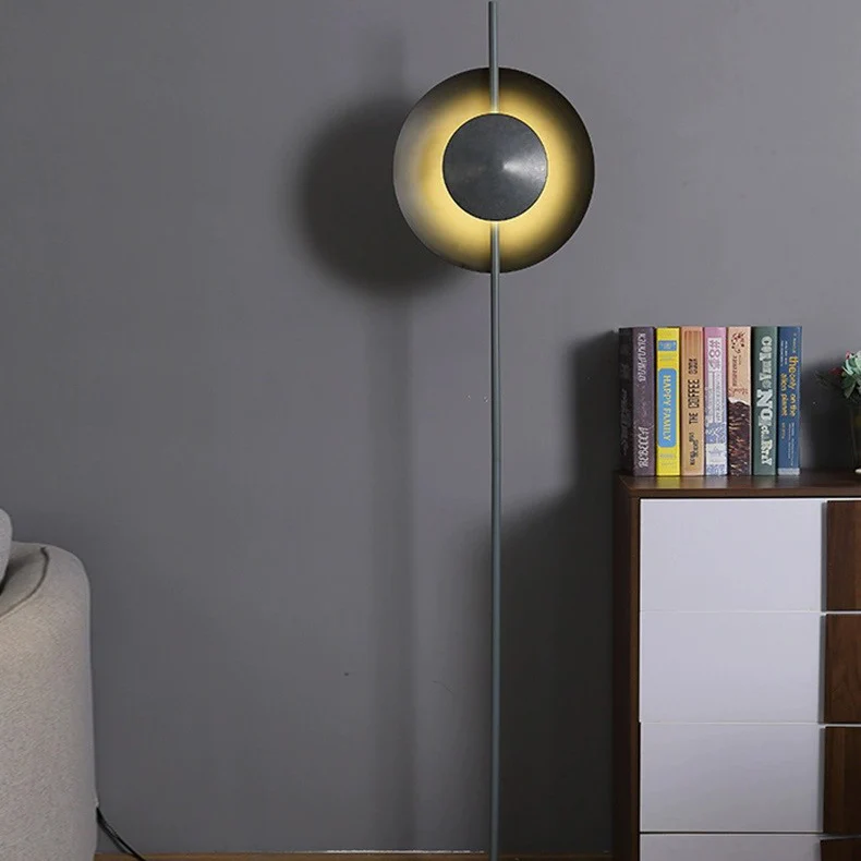 Contemporary Nordic Round Hardware Iron 1 - Light Standing Floor Lamp For Living Room