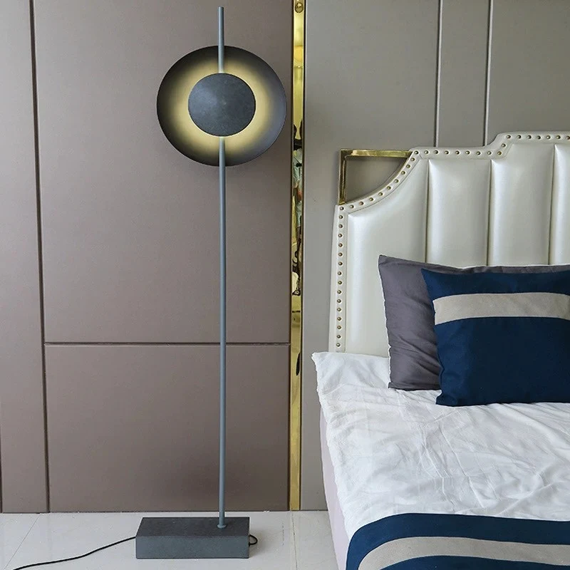 Contemporary Nordic Round Hardware Iron 1 - Light Standing Floor Lamp For Living Room