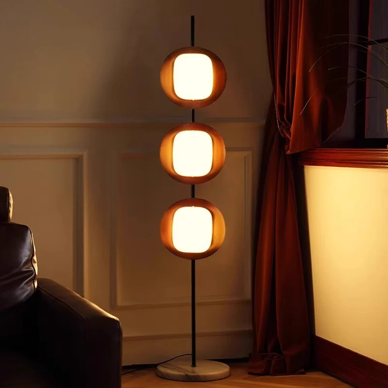 Contemporary Scandinavian Round Acrylic Iron Lampshade Marble Base LED Standing Floor Lamp For Living Room