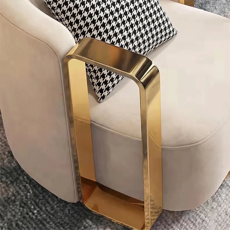 Contemporary Scandinavian Round Nappa Leather Swivel Accent Chair Backrest For Living Room