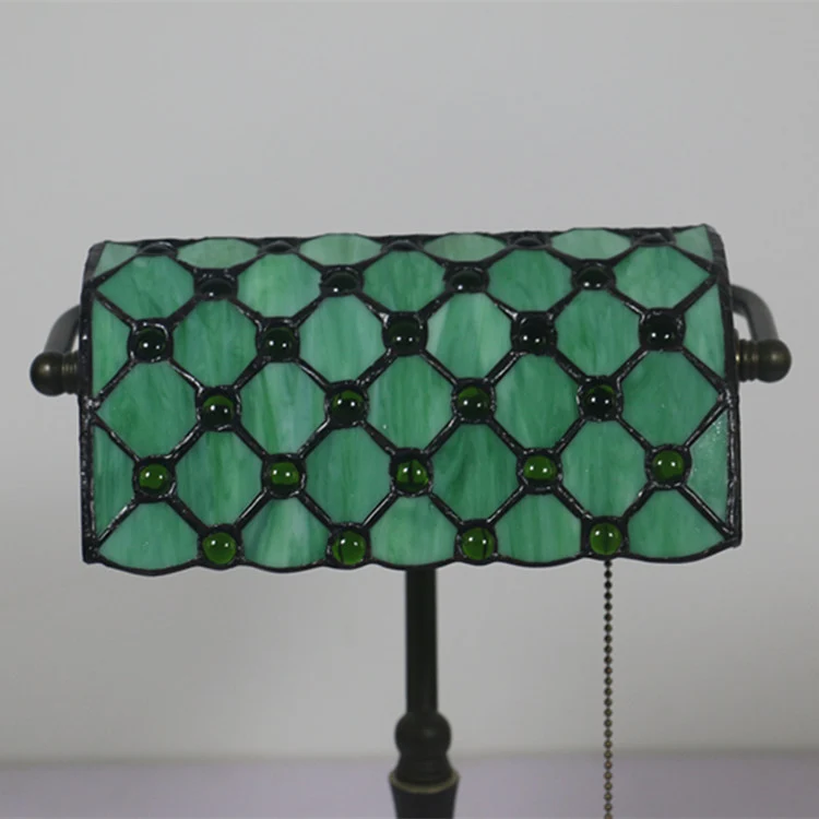 Traditional Tiffany Rectangle Half Cylinder Zinc Stained Glass 1-Light Table Lamp For Bedroom
