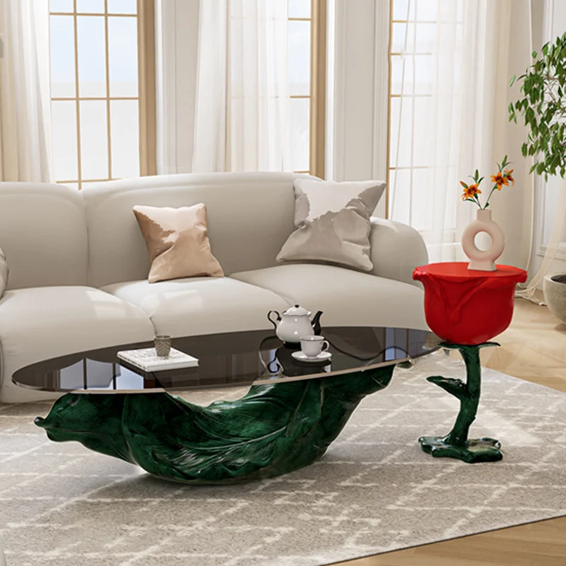 Traditional French FRP Glass Rose Round 1-Storage End Table For Living Room