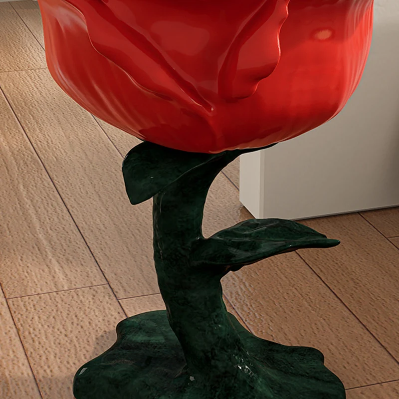 Traditional French FRP Glass Rose Round 1-Storage End Table For Living Room