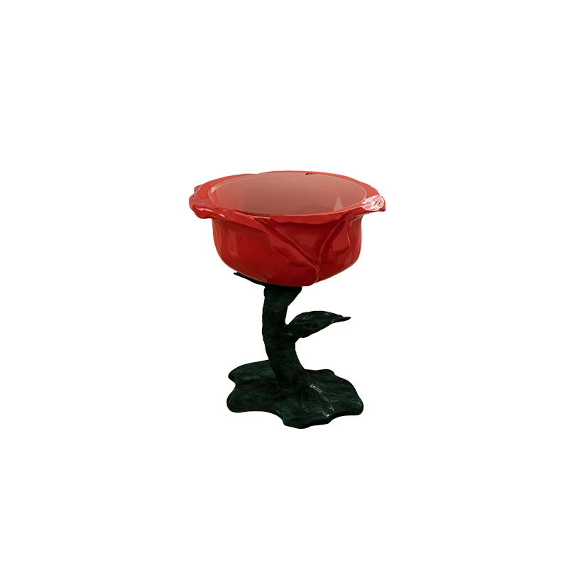 Traditional French FRP Glass Rose Round 1-Storage End Table For Living Room