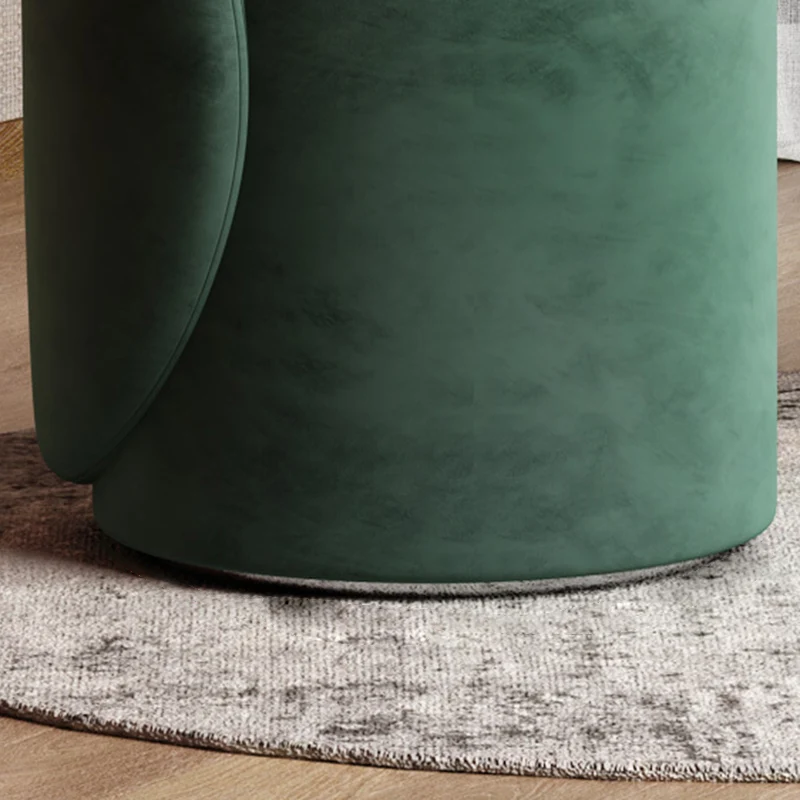 Modern Simplicity Sherpa Fabric Fleece PU Leather Wood Sponge Thumb Round Curved Vanity Stool Backrest Swivel For Bedroom