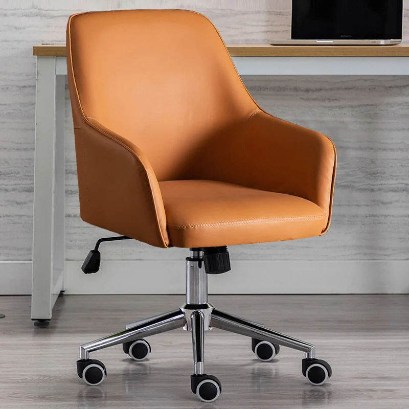 Modern Luxury Square Faux Leather Steel Aluminum Desk Chair Backrest Armrest For Home Office