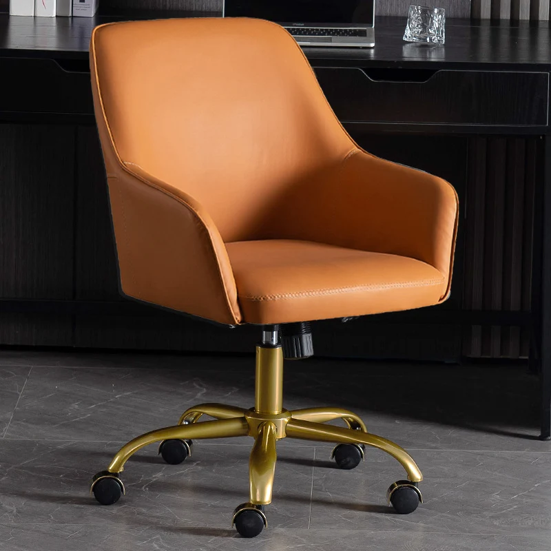Modern Luxury Square Faux Leather Steel Aluminum Desk Chair Backrest Armrest For Home Office