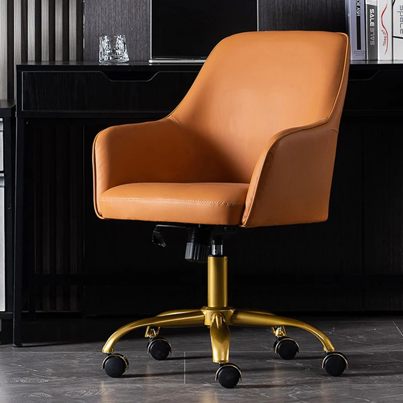 Modern Luxury Square Faux Leather Steel Aluminum Desk Chair Backrest Armrest For Home Office