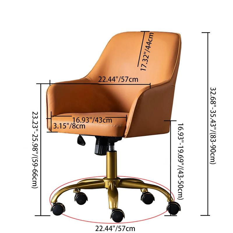 Modern Luxury Square Faux Leather Steel Aluminum Desk Chair Backrest Armrest For Home Office