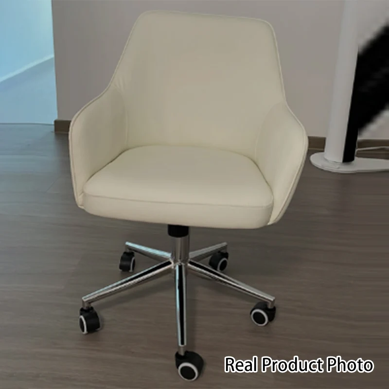 Modern Luxury Square Faux Leather Steel Aluminum Desk Chair Backrest Armrest For Home Office