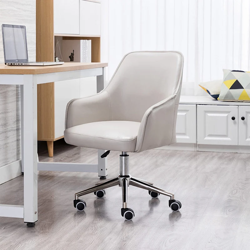 Modern Luxury Square Faux Leather Steel Aluminum Desk Chair Backrest Armrest For Home Office