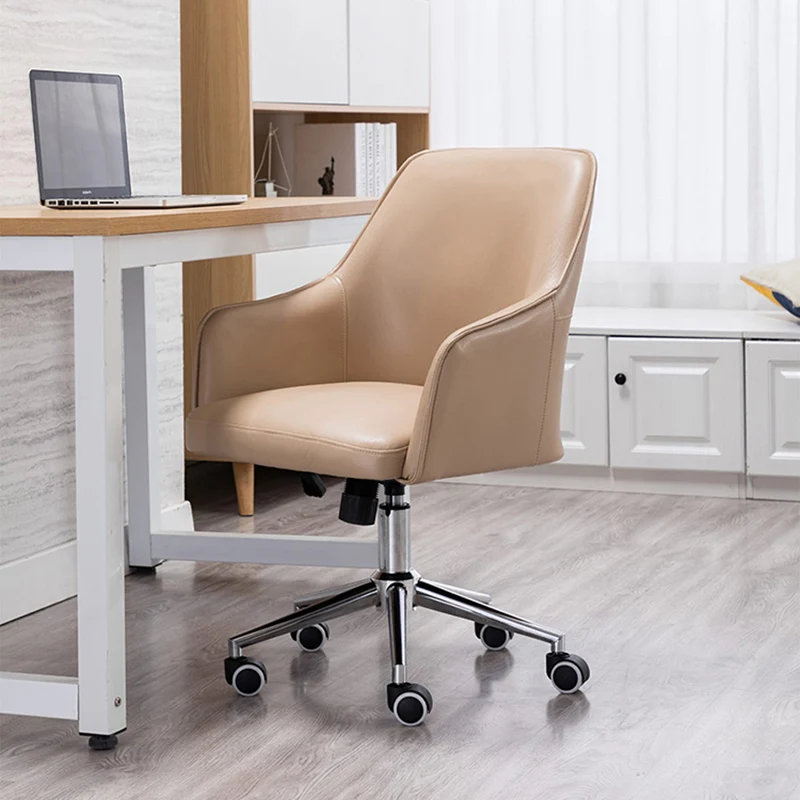 Modern Luxury Square Faux Leather Steel Aluminum Desk Chair Backrest Armrest For Home Office