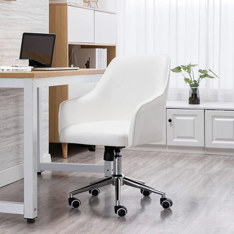 Modern Luxury Square Faux Leather Steel Aluminum Desk Chair Backrest Armrest For Home Office