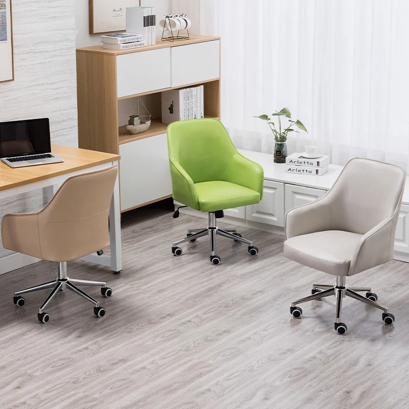 Modern Luxury Square Faux Leather Steel Aluminum Desk Chair Backrest Armrest For Home Office