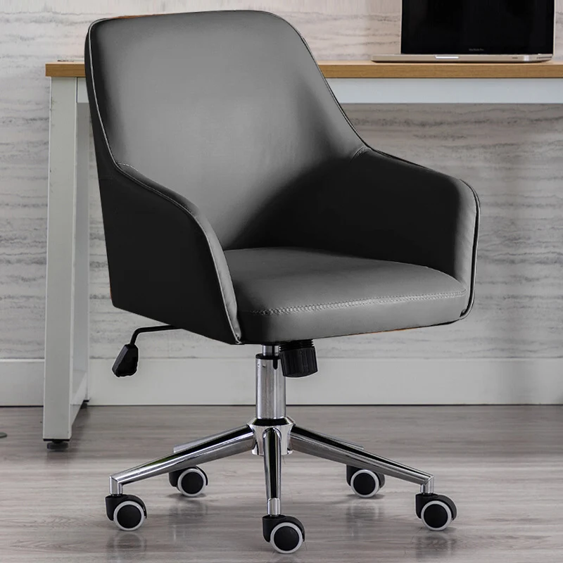 Modern Luxury Square Faux Leather Steel Aluminum Desk Chair Backrest Armrest For Home Office