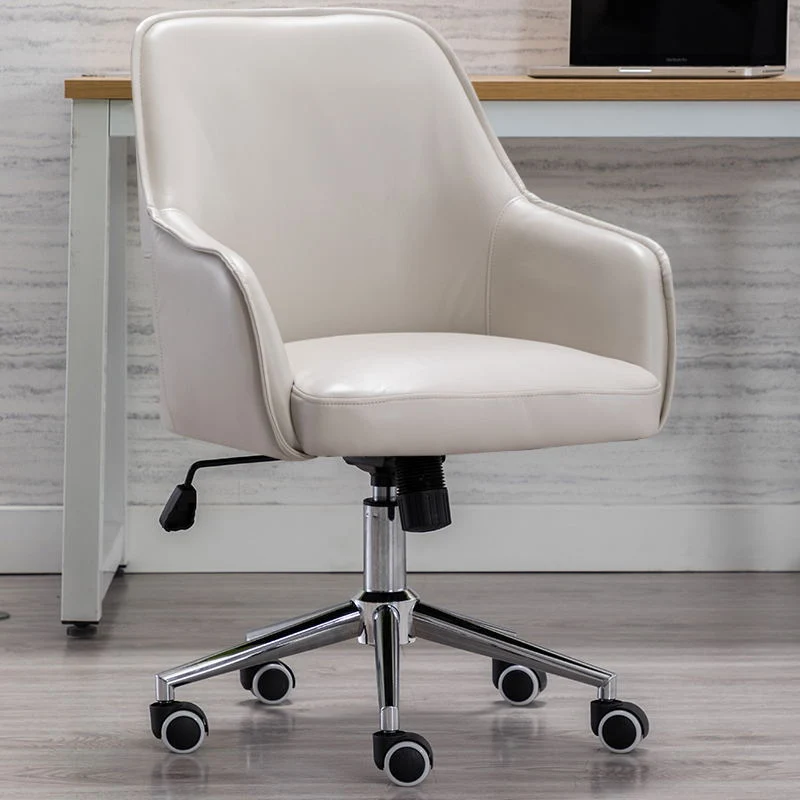 Modern Luxury Square Faux Leather Steel Aluminum Desk Chair Backrest Armrest For Home Office