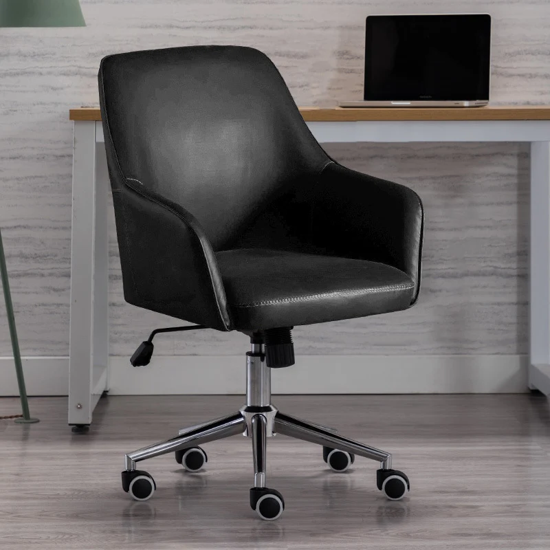 Modern Luxury Square Faux Leather Steel Aluminum Desk Chair Backrest Armrest For Home Office