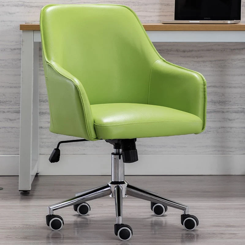 Modern Luxury Square Faux Leather Steel Aluminum Desk Chair Backrest Armrest For Home Office