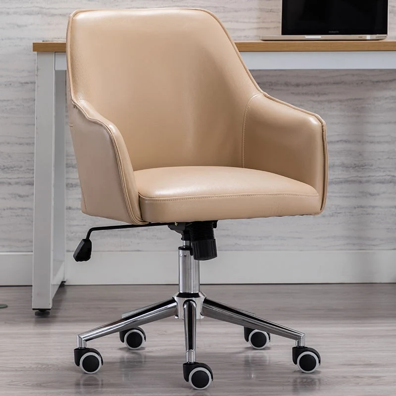 Modern Luxury Square Faux Leather Steel Aluminum Desk Chair Backrest Armrest For Home Office
