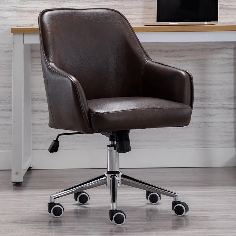 Modern Luxury Square Faux Leather Steel Aluminum Desk Chair Backrest Armrest For Home Office