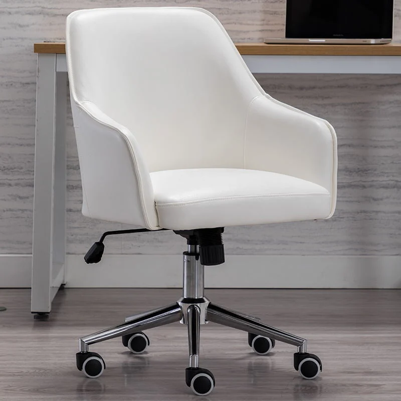 Modern Luxury Square Faux Leather Steel Aluminum Desk Chair Backrest Armrest For Home Office