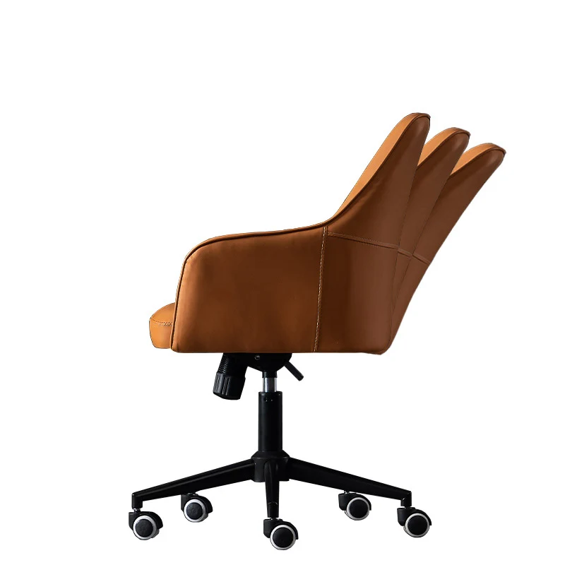 Modern Luxury Square Faux Leather Steel Aluminum Desk Chair Backrest Armrest For Home Office