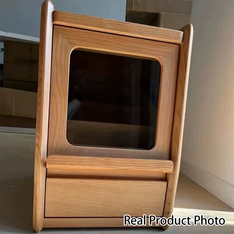 Traditional Vintage Trapezoidal Cherry Wood Nightstand 2-Drawer For Bedroom