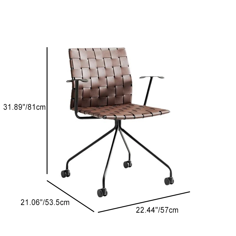 Modern Minimalist Rectangular Saddle-Style Faux Leather Carbon Steel Desk Chair Backrest Armrest For Home Office