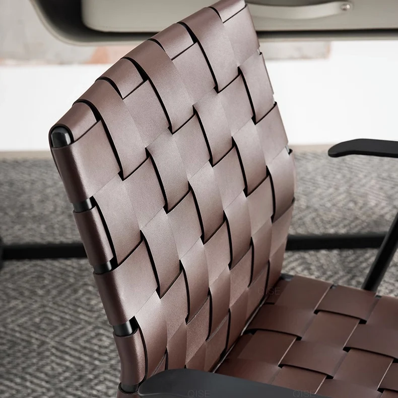 Modern Minimalist Rectangular Saddle-Style Faux Leather Carbon Steel Desk Chair Backrest Armrest For Home Office