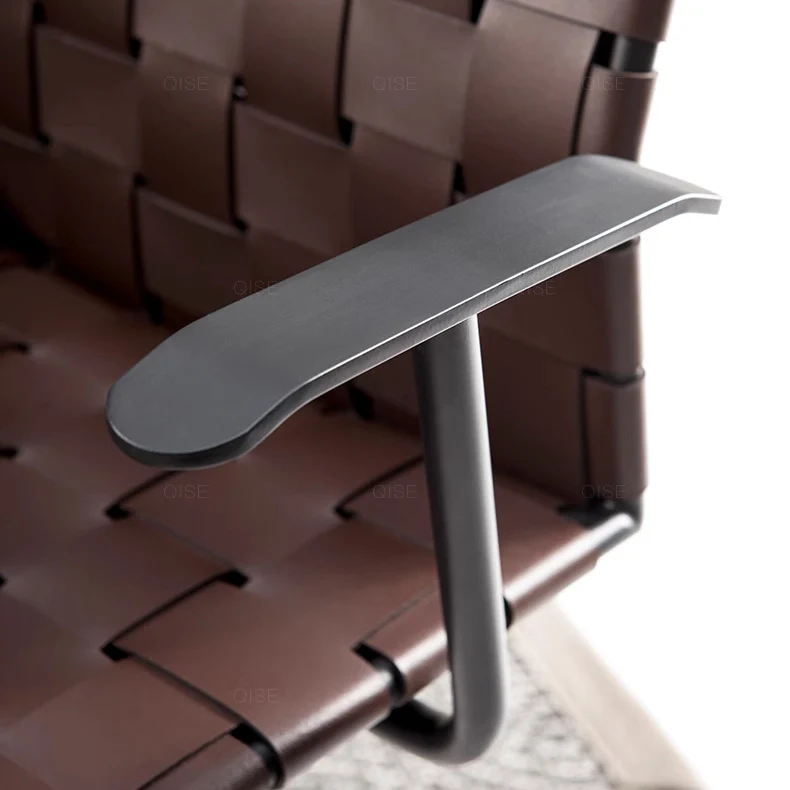 Modern Minimalist Rectangular Saddle-Style Faux Leather Carbon Steel Desk Chair Backrest Armrest For Home Office