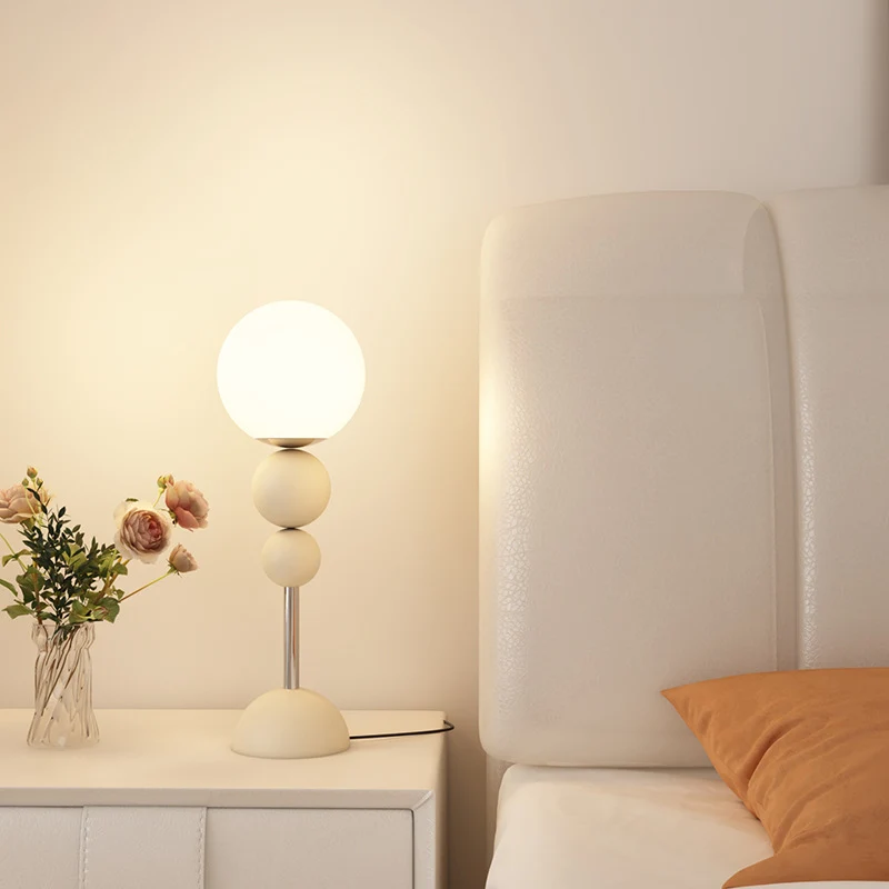 Contemporary Nordic Iron PE Round Ball Shade 1-Light Table Lamp For Bedroom