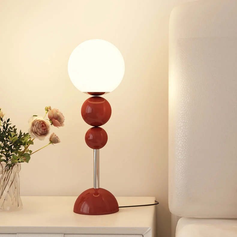 Contemporary Nordic Iron PE Round Ball Shade 1-Light Table Lamp For Bedroom