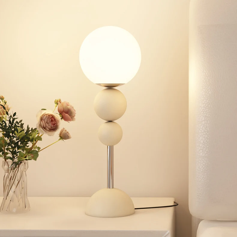 Contemporary Nordic Iron PE Round Ball Shade 1-Light Table Lamp For Bedroom