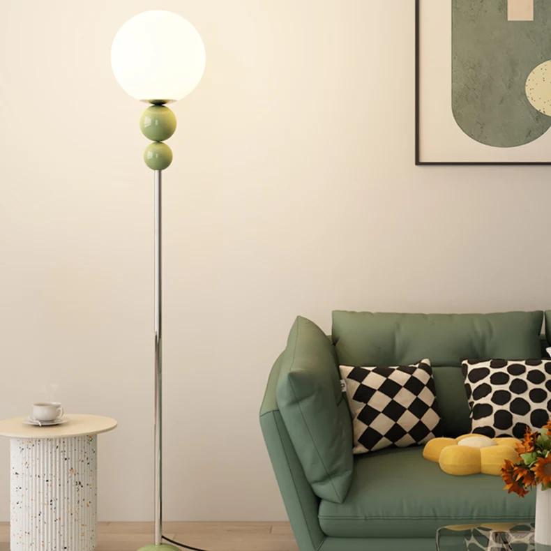 Contemporary Nordic Iron PE Round Ball Shade 1-Light Standing Floor Lamp For Bedroom